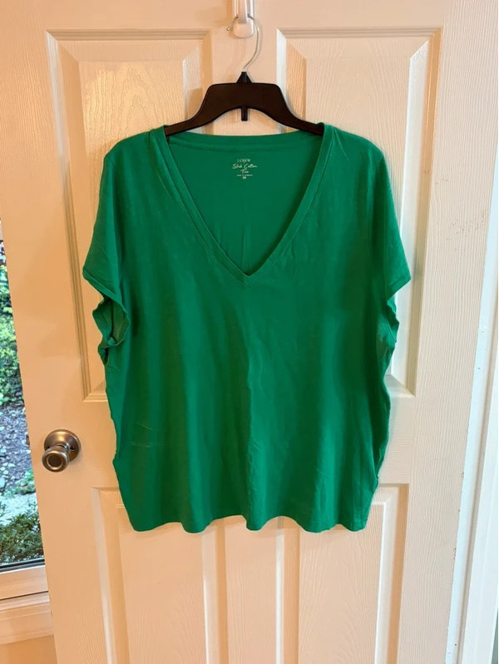 J.Crew Women’s 3X Green Slub Cotton V Neck T Shirt